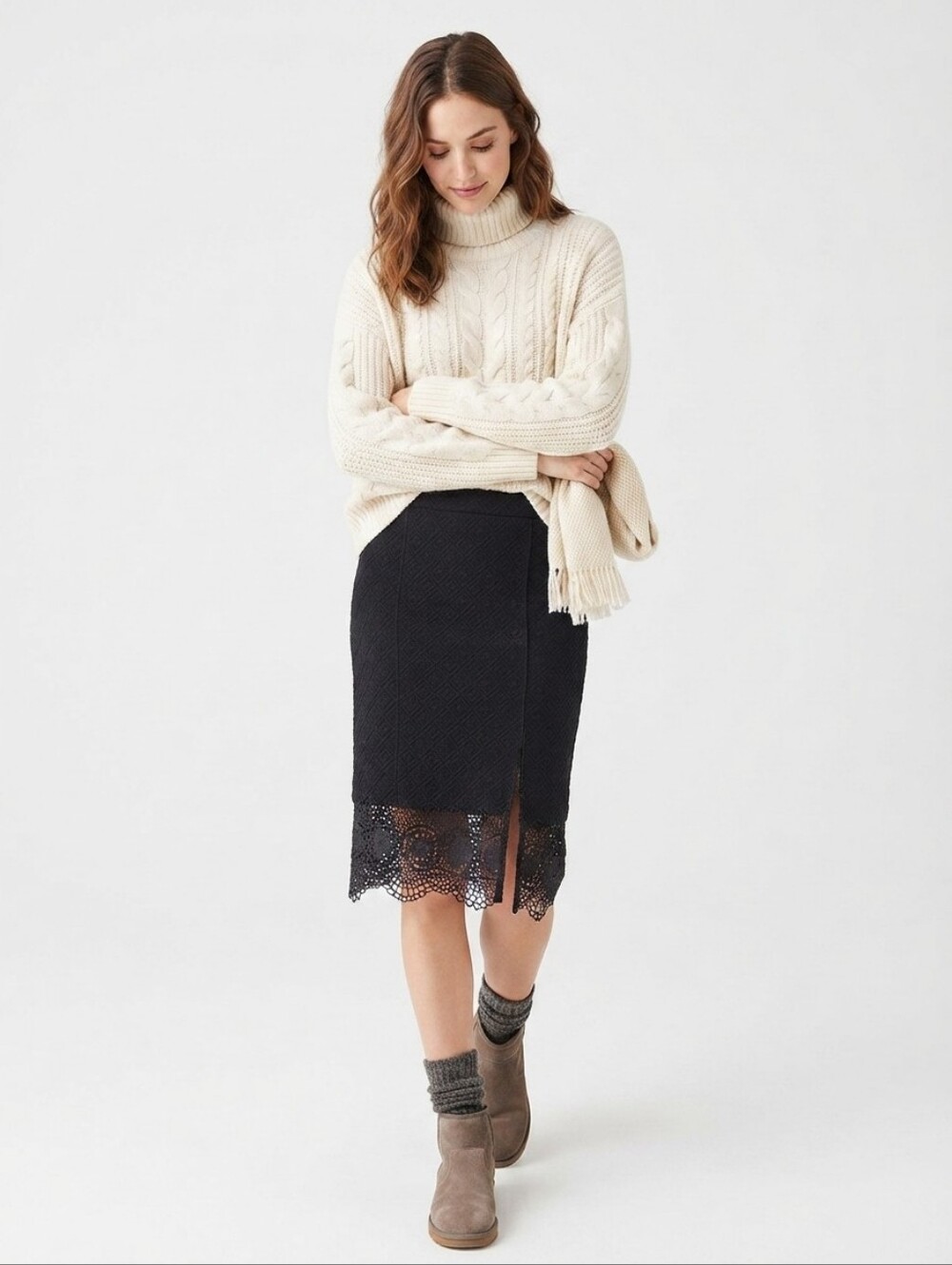 8. Free People Lacey Trimmed Skirt Sz L